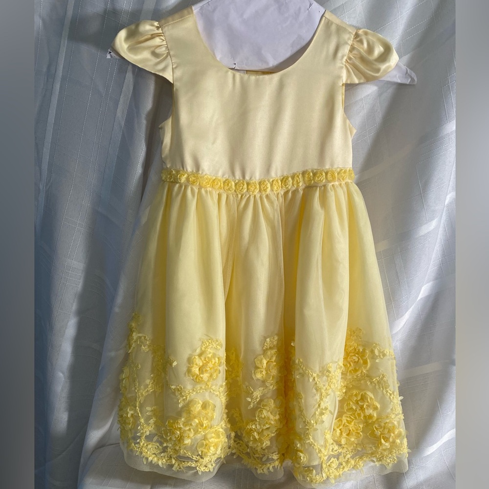 marmellata Yellow Floral Appliqué Party Dress